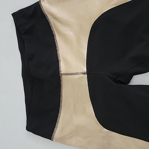 X by Gottex Black & Gold Contrast Leggings Women's Small - Picture 3 of 9